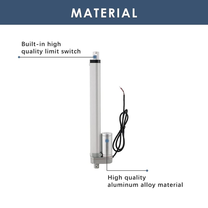 MYFULLY Electric Stroke Linear Actuator | DC 12V Heavy Duty 10'' Linear Actuator Motor with Mounting Bracket 900N(202lbs) Max. Lift 10mm/s for Auto Car RV Electric Door Opener (250MM Stroke Length, 1) - Image 4